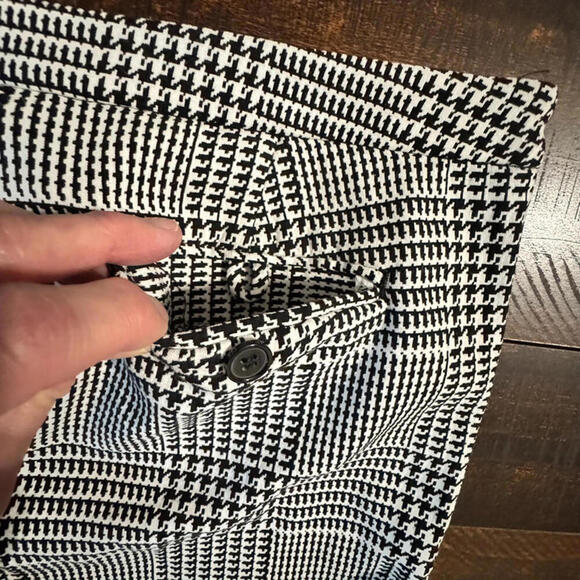 Harve Benard Glen Plaid Houndstooth Ankle S Preppy Trousers White Black 4 - Picture 6 of 10